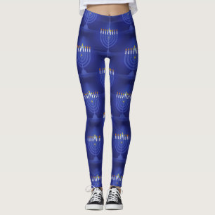 blue happy hanukkah leggings