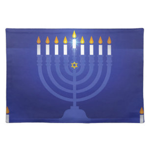 blue happy hanukkah placemat