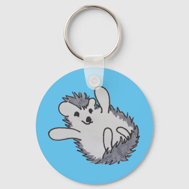 Blue Happy Hedgehog Keychain (Front)