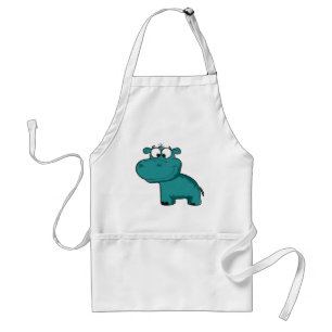 Blue Happy Hippo Adult Apron