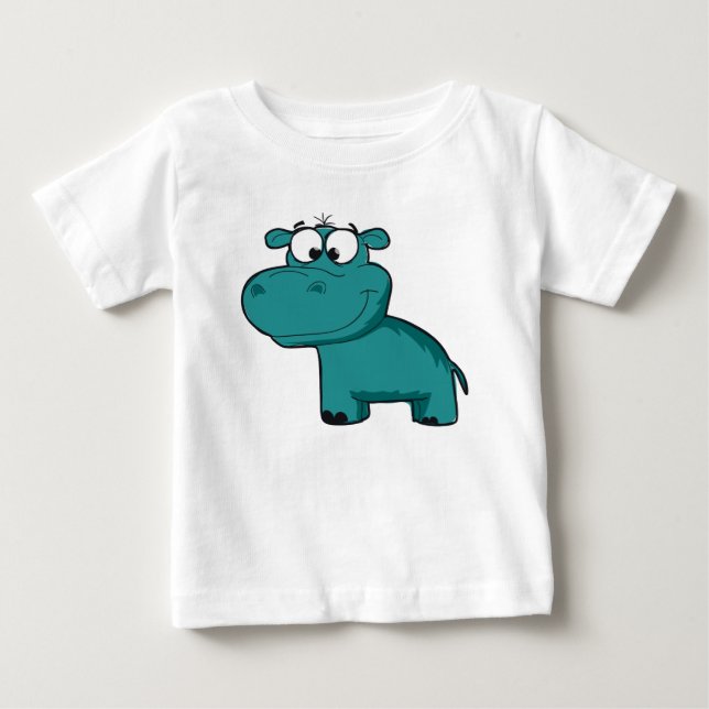 Blue Happy Hippo Baby T-Shirt (Front)