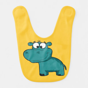 Blue Happy Hippo Bib