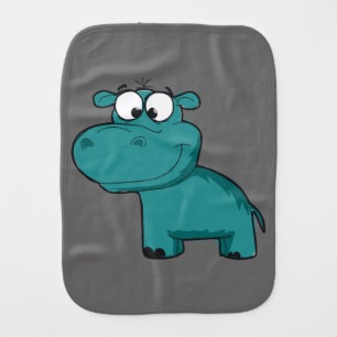 Blue Happy Hippo Burp Cloth