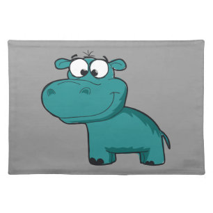 Blue Happy Hippo Cloth Placemat
