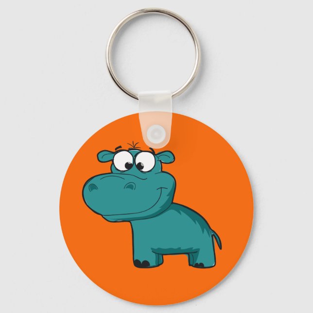 Blue Happy Hippo Keychain (Front)