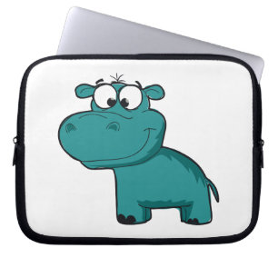 Blue Happy Hippo Laptop Sleeve
