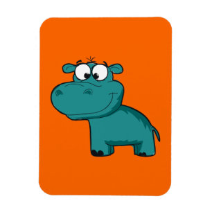Blue Happy Hippo Magnet