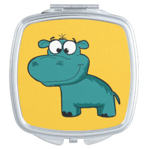 Blue Happy Hippo Makeup Mirror