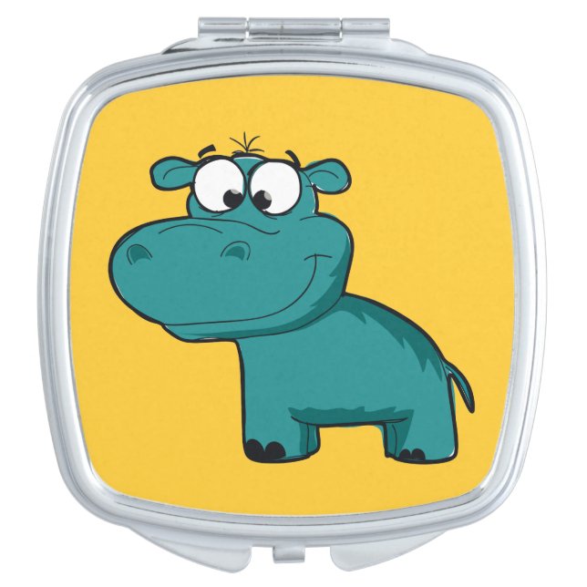 Blue Happy Hippo Makeup Mirror (Front)