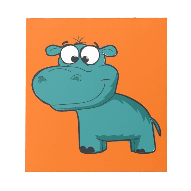 Blue Happy Hippo Notepad (Front)