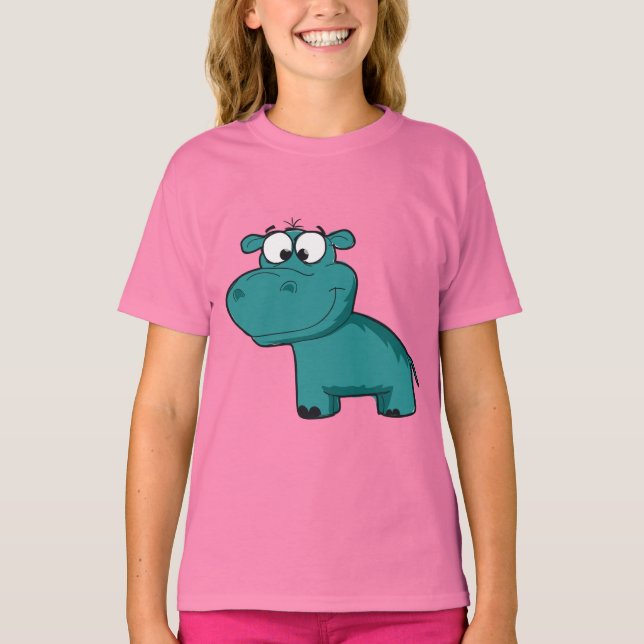 Blue Happy Hippo T-Shirt (Front)