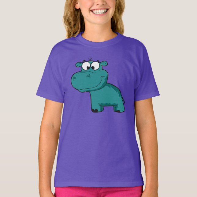 Blue Happy Hippo T-Shirt (Front)