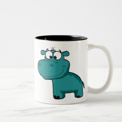 Blue Happy Hippo Two_Tone Coffee Mug