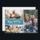 Blue  Happy Holidays Family Photo Christmas Holiday Card<br><div class="desc">Your beautiful family photos deserve to be shared during this time of year as you send warm wishes. Personalize this modern design with your family's Christmas Holiday greeting. The blue accent color can be easily switched with your Christmas motif this year.</div>