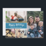 Blue  Happy Holidays Family Photo Christmas Holiday Card<br><div class="desc">Your beautiful family photos deserve to be shared during this time of year as you send warm wishes. Personalize this modern design with your family's Christmas Holiday greeting. The blue accent color can be easily switched with your Christmas motif this year.</div>