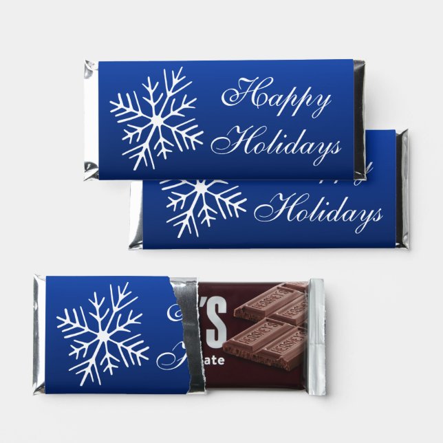 Blue Happy Holidays Hershey’s Chocolate Bars (Front)
