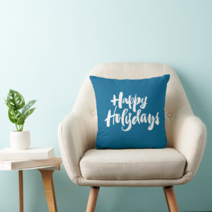 Blue Happy Holy Days Holidays Hanukkah Christmas Throw Pillow