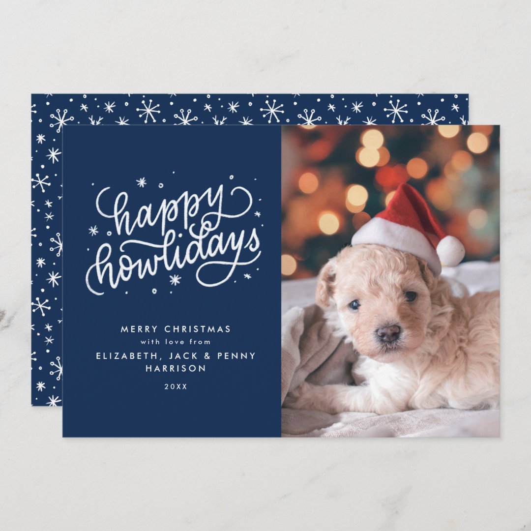 Blue Happy Howlidays Christmas Holiday Card | Zazzle