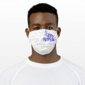 Blue Happy New Year Adult Cloth Face Mask (Worn)