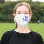 Blue Happy New Year Adult Cloth Face Mask (Outside)
