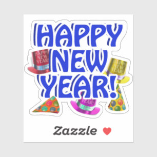 Blue Happy New Year Sticker