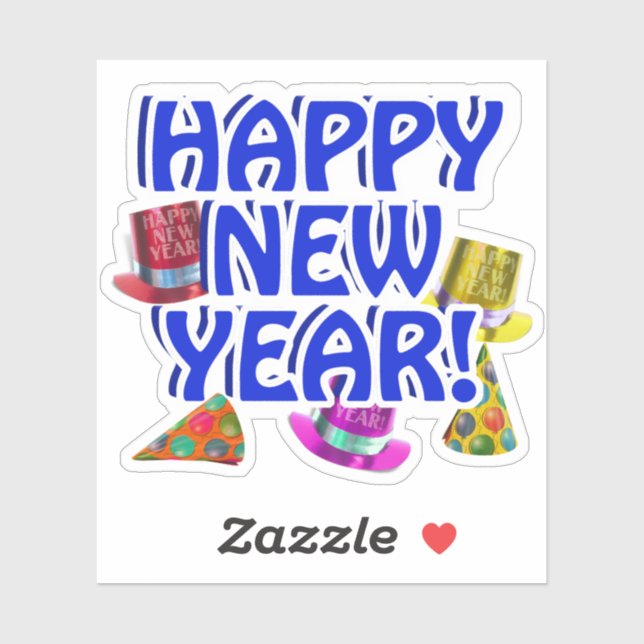 Blue Happy New Year   Sticker (Sheet)