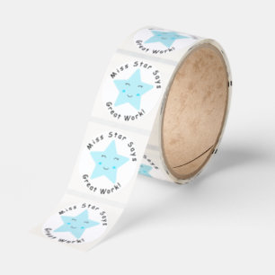 Blue Happy Star boy Great Work Classic Round Sticker