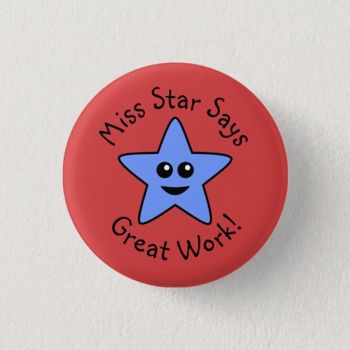 Blue Happy Star Great Work Button