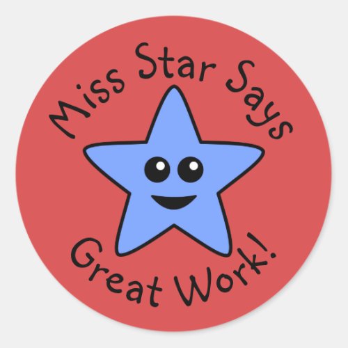Blue Happy Star Great Work Stickers