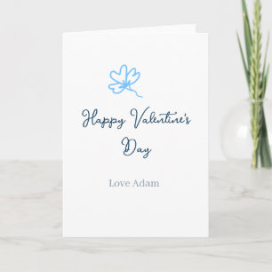 Blue happy Valentine's day love name flower rustic Card