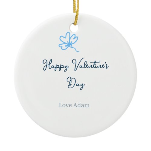 Blue happy Valentine's day love name flower rustic Ceramic Ornament