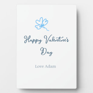 Blue happy Valentine's day love name flower rustic Plaque