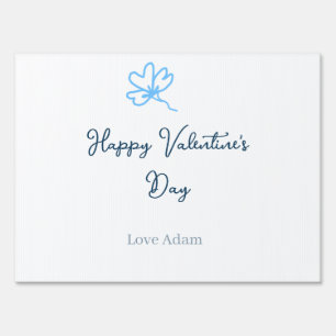 Blue happy Valentine's day love name flower rustic Sign