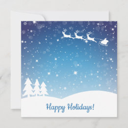 Blue Happy Winter Holidays Snowflakes Holiday Card