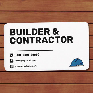 Blue Hard Hat - Builder & Contractor Business Card