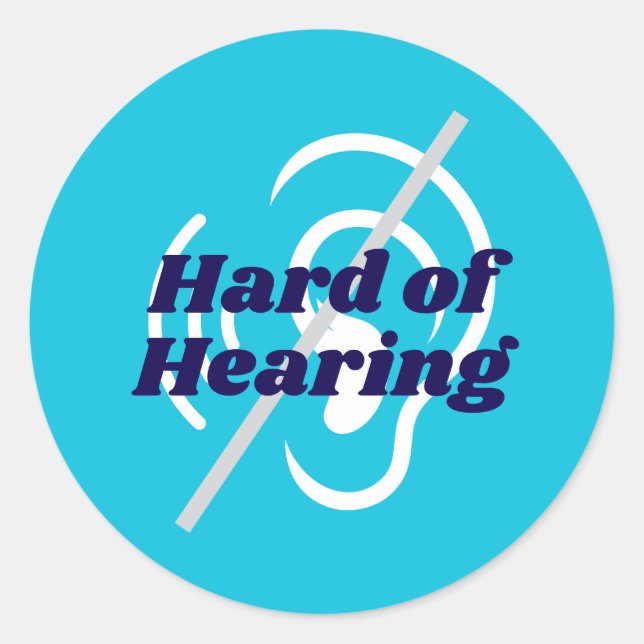 Blue Hard of Hearing Support Classic Round Sticker (Front)