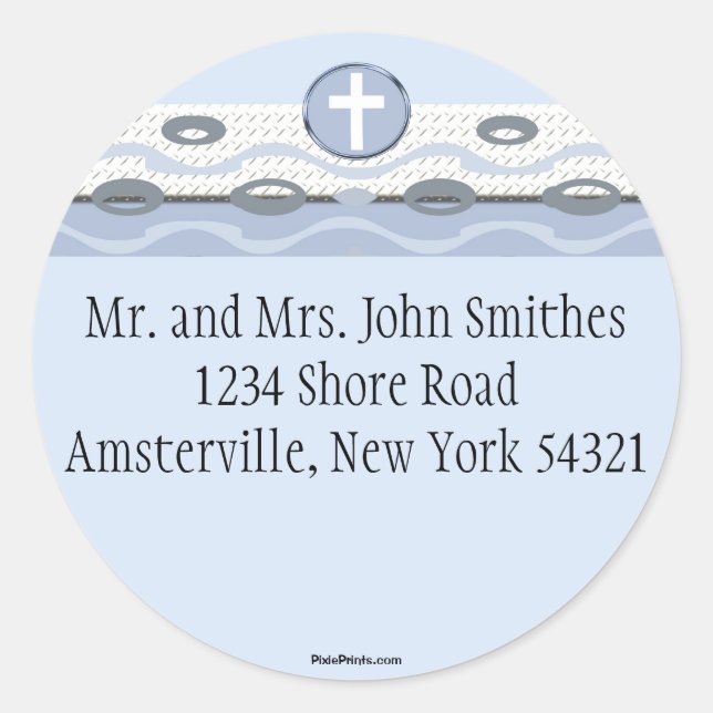 Blue Harmony Religious Return Address Sticker (Front)