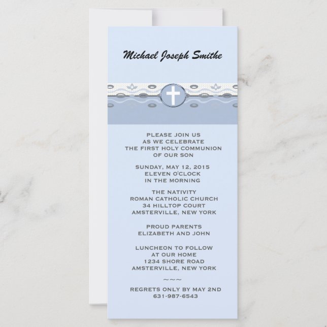 Blue Harmony Slim Invitation (Front)