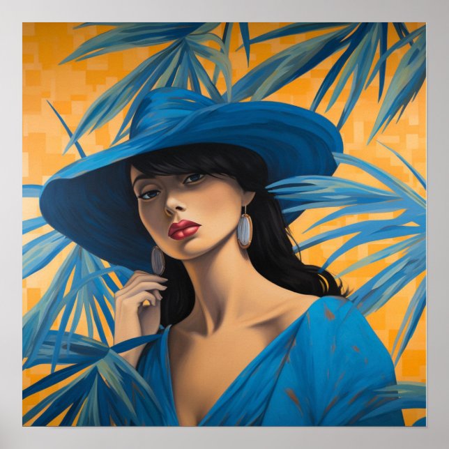 Blue Hat Fashion Print (Front)