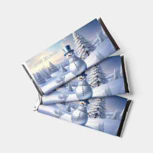 Blue Hat Snowman Holiday Hershey Bar Favors