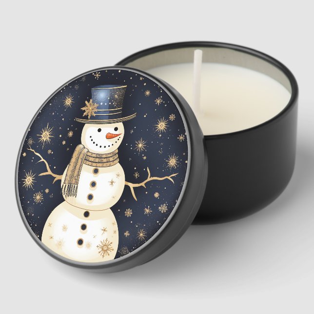 Blue Hat Snowman Mini Candle Favors (Corner)