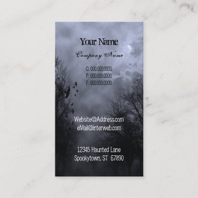 Blue Haunted Sky Custom Business Cards (Front)