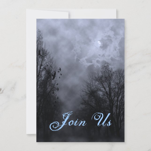 Blue Haunted Sky Custom Halloween Invitations (Front)