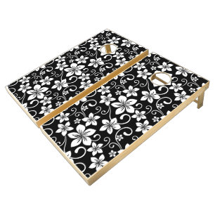BLUE HAWAII (BLACK) CORNHOLE SET