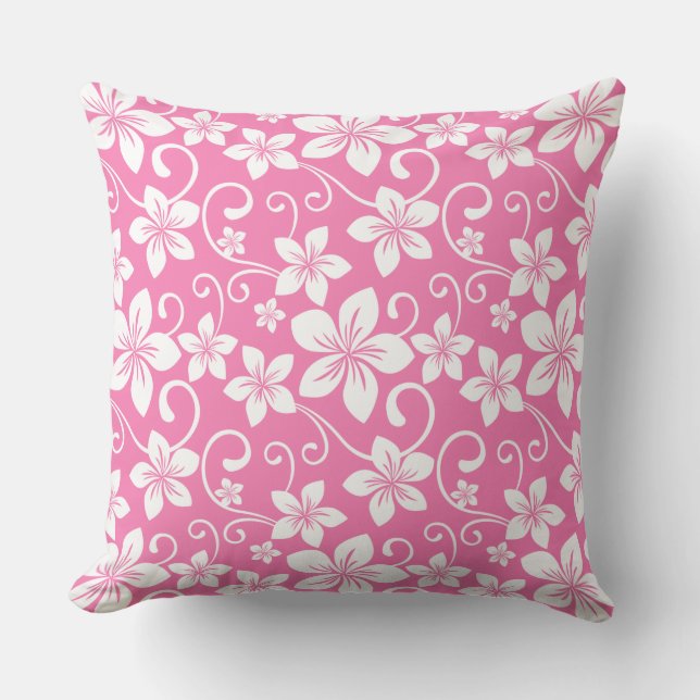 BLUE HAWAII (BUBBLEGUM PINK) THROW PILLOW (Front)