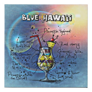 Blue Hawaii Cocktail (#1 of 12 Drink Recipe Sets) Faux Canvas Print