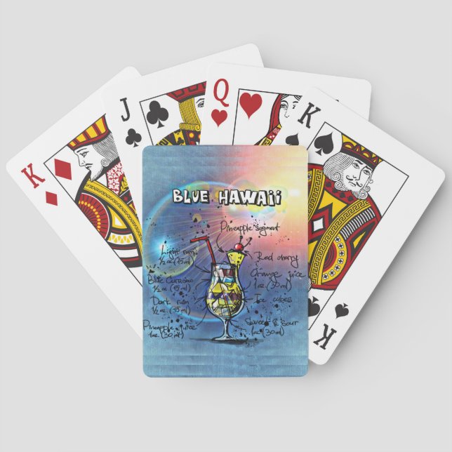 Blue Hawaii Cocktail (#1 of 12 Drink Recipe Sets) Poker Cards (Back)
