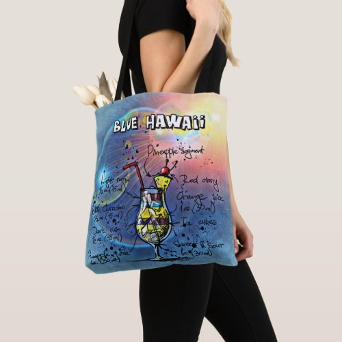 Blue Hawaii Cocktail 1 of 12 Drink Recipe Sets  Tote Bag