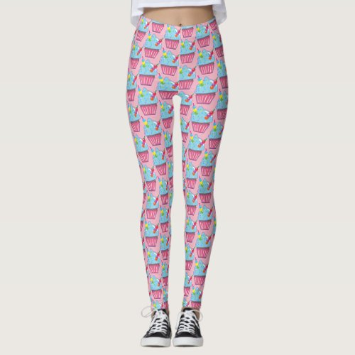 Blue Hawaii CUPCAKE Leggings