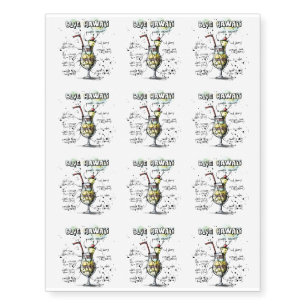 Blue Hawaii Drink Recipe Design Temporary Tattoos